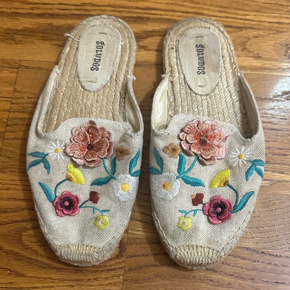 🛍️SALE🛍️ Soludos Rustic Flowers Espadrille Mule Shoes - Picture 2 of 5